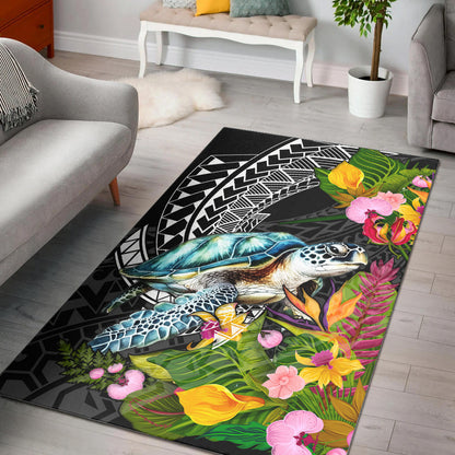 Hawaii Area Rug Turtle Ocean Spiral Polynesian Patterns-Myprintsy