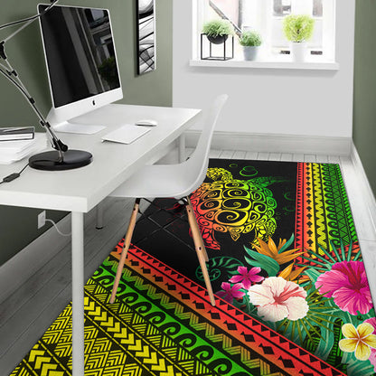 Hawaii Area Rug Turtle Polynesian Pattern Reggae Color-Myprintsy