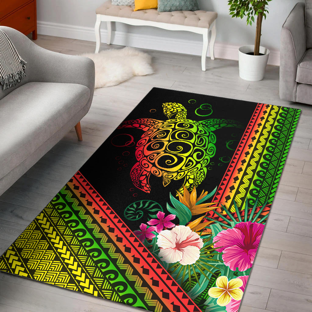 Hawaii Area Rug Turtle Polynesian Pattern Reggae Color-Myprintsy