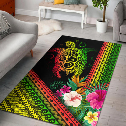 Hawaii Area Rug Turtle Polynesian Pattern Reggae Color-Myprintsy