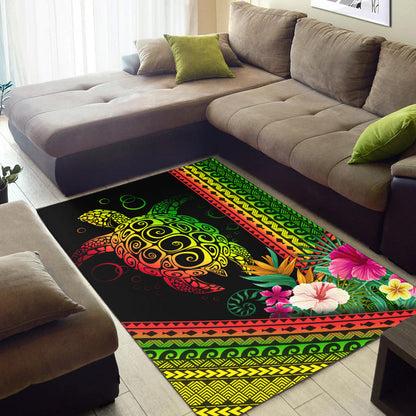 Hawaii Area Rug Turtle Polynesian Pattern Reggae Color-Myprintsy