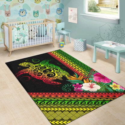 Hawaii Area Rug Turtle Polynesian Pattern Reggae Color-Myprintsy