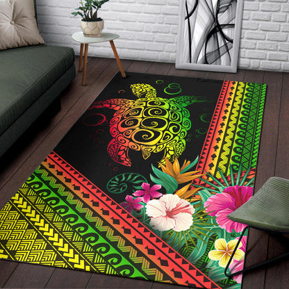 Hawaii Area Rug Turtle Polynesian Pattern Reggae Color-Myprintsy