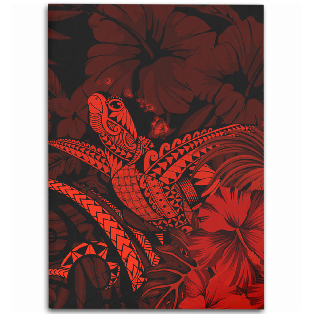 Hawaii Area Rug Turtle Polynesian With Hibiscus Flower-Myprintsy