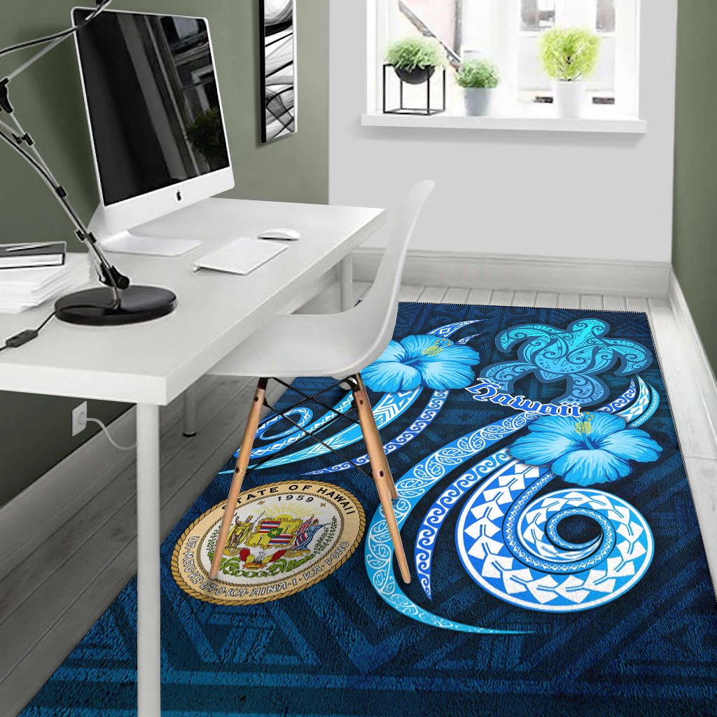Hawaii Area Rug -Turtle and Tribal Tattoo Of Polynesian-Myprintsy