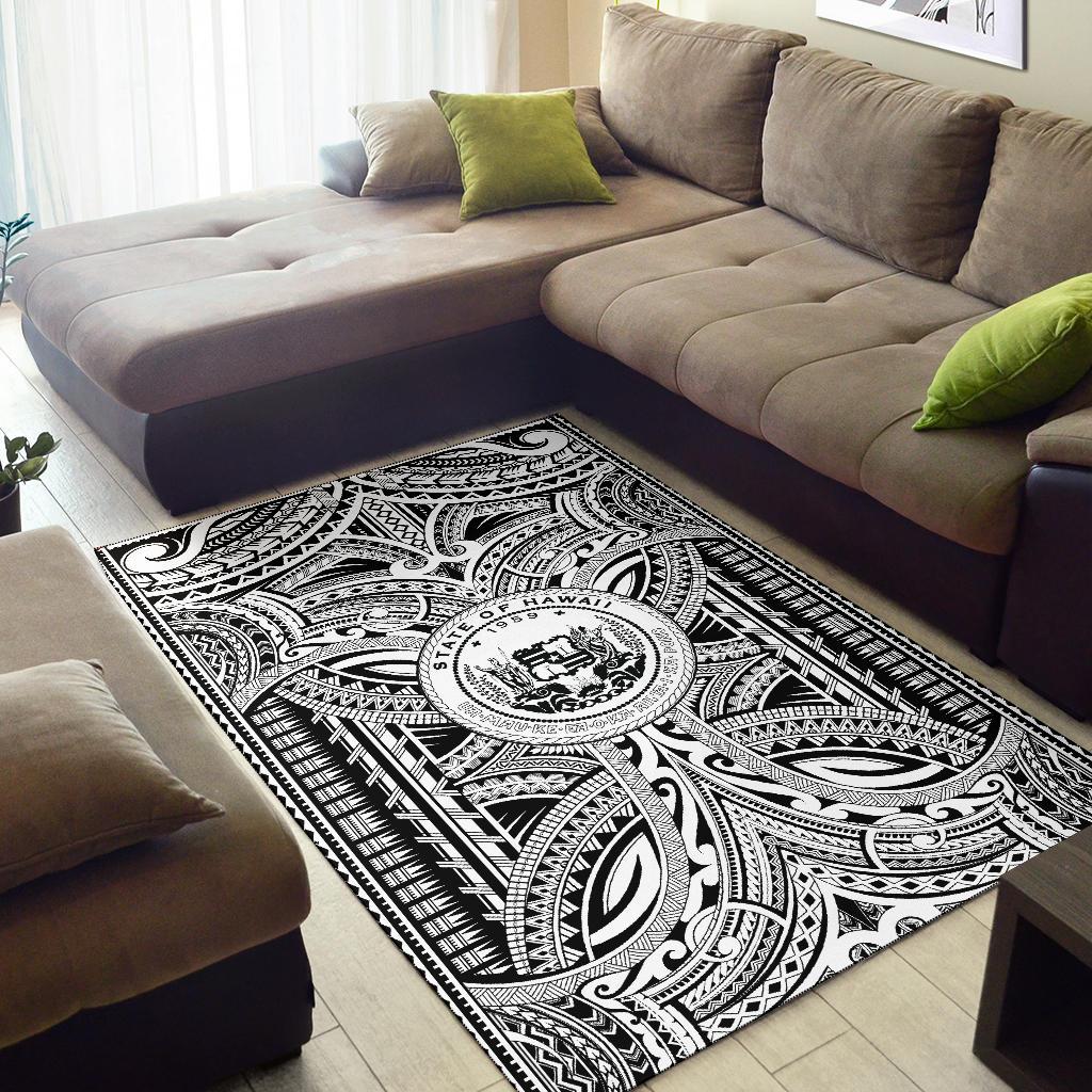 Hawaii Area Rugs - Polynesian Tattoo & Hawaii Coat of Arm-Myprintsy