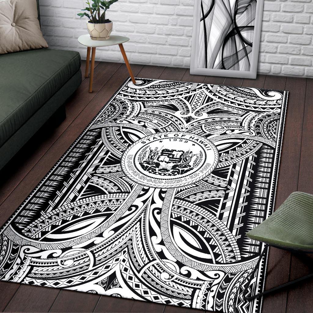 Hawaii Area Rugs - Polynesian Tattoo & Hawaii Coat of Arm-Myprintsy