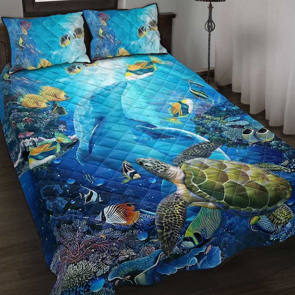Hawaii Quilt Bed Set Animal Ocean