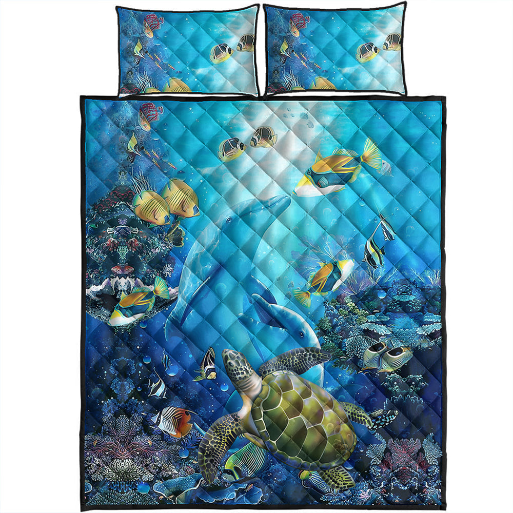 Hawaii Quilt Bed Set Animal Ocean