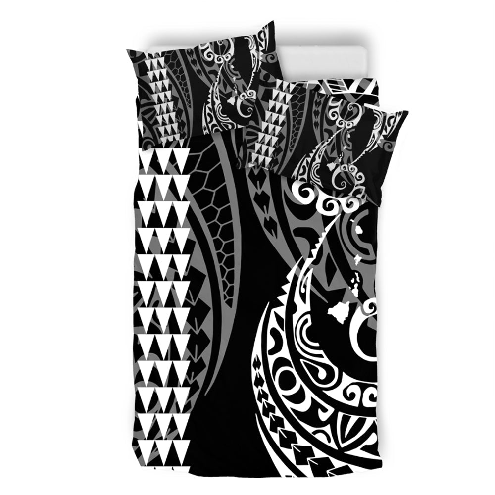 Hawaii Bedding Set Hawaiian Map Kakau Style White