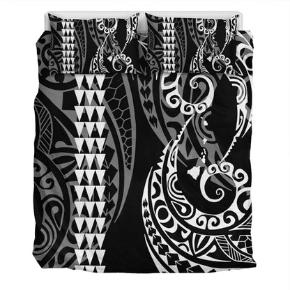 Hawaii Bedding Set Hawaiian Map Kakau Style White