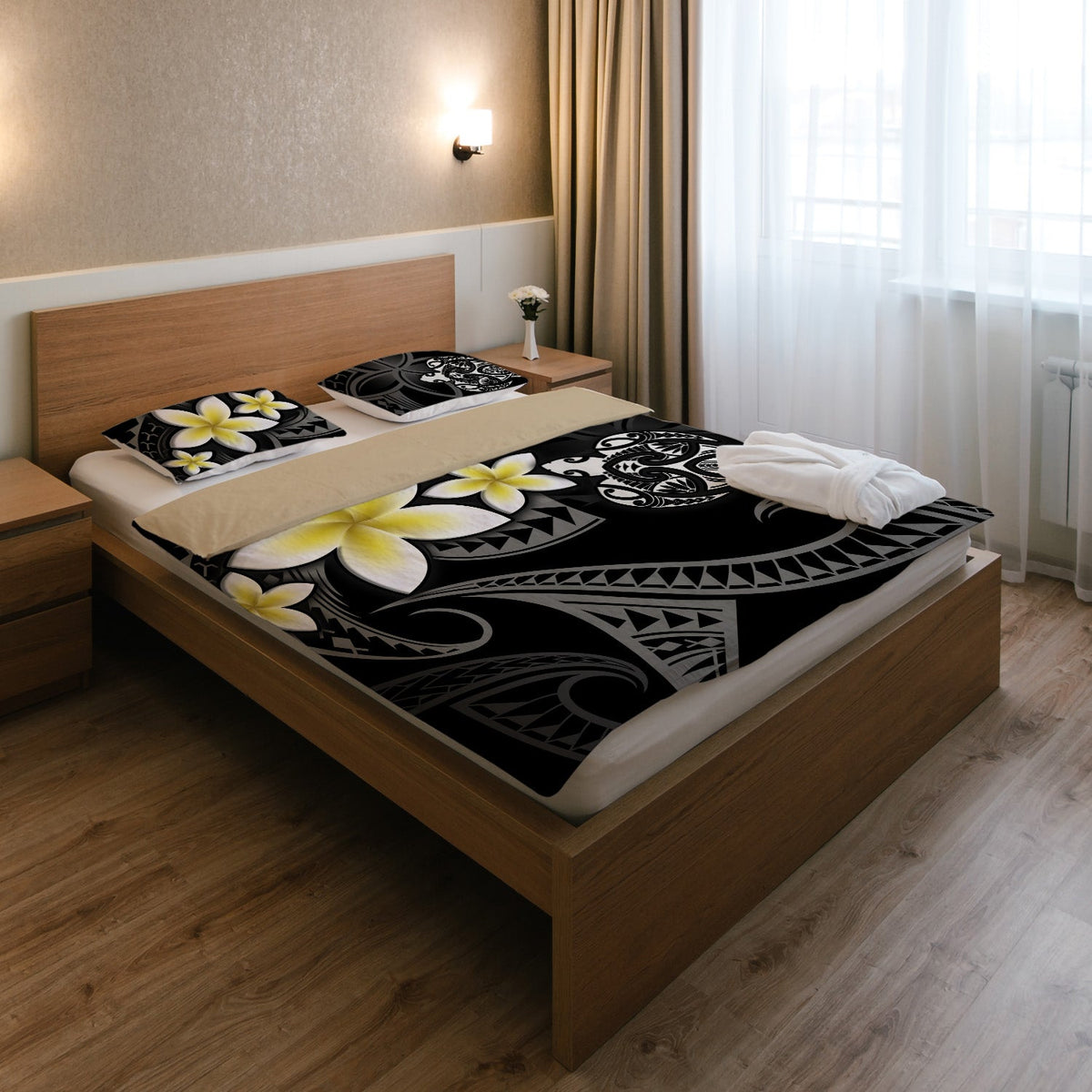 Hawaii Bedding Set Hawaiian Turtle Honu Plumeria Tribal Tattoo-Myprintsy