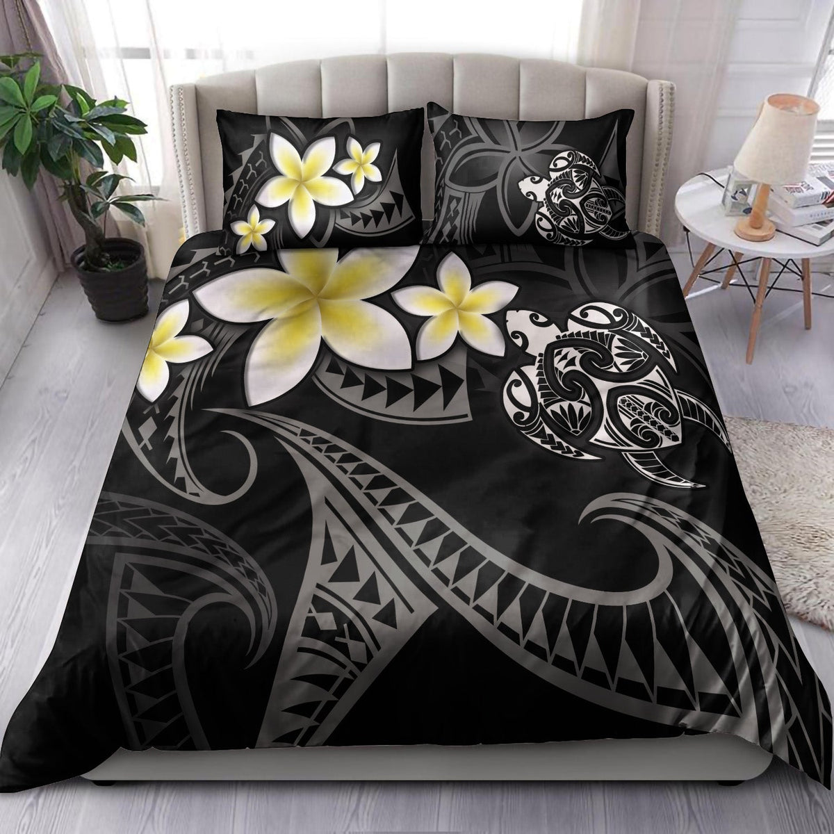 Hawaii Bedding Set Hawaiian Turtle Honu Plumeria Tribal Tattoo-Myprintsy