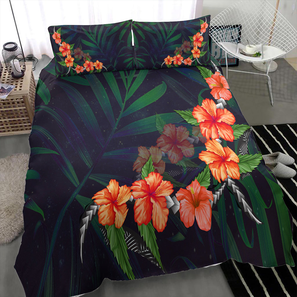 Hawaii Bedding Set Hibiscus Palm Background-Myprintsy