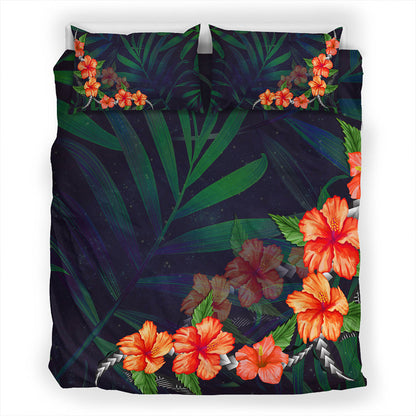Hawaii Bedding Set Hibiscus Palm Background-Myprintsy