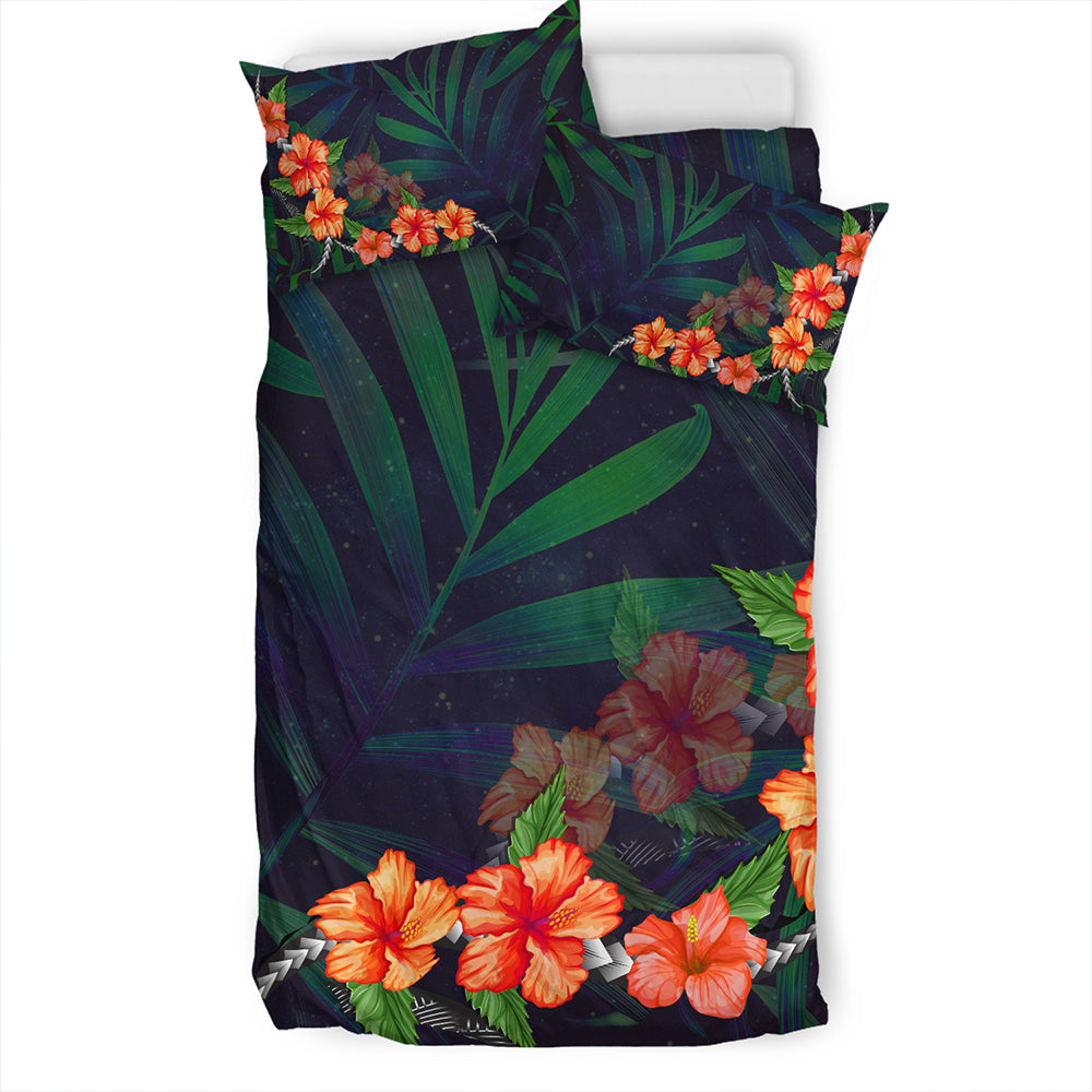 Hawaii Bedding Set Hibiscus Palm Background-Myprintsy