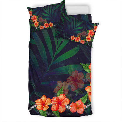 Hawaii Bedding Set Hibiscus Palm Background-Myprintsy