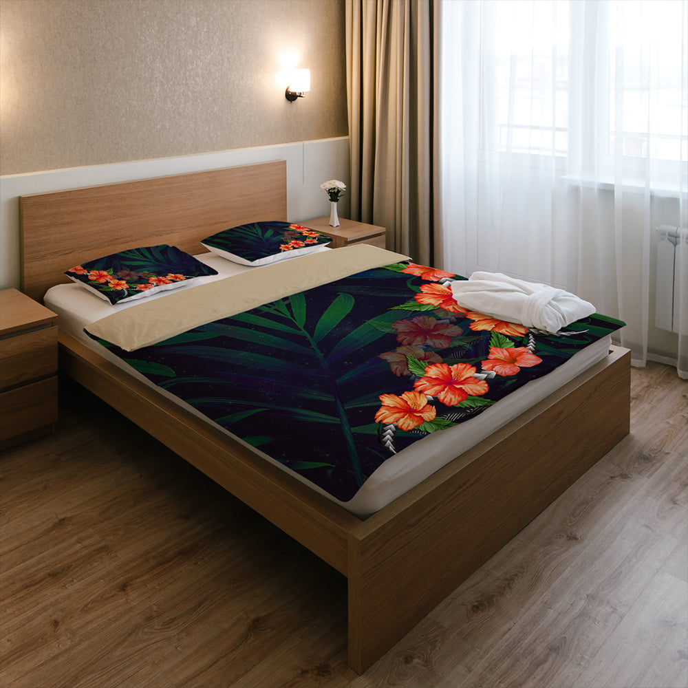 Hawaii Bedding Set Hibiscus Palm Background-Myprintsy