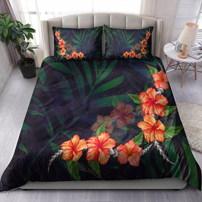 Hawaii Bedding Set Hibiscus Palm Background-Myprintsy