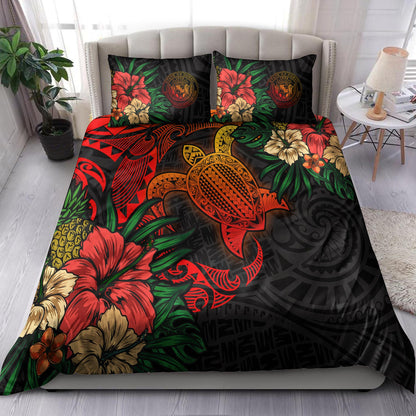 Hawaii Bedding Set - State of Hawaii Polynesian Turtle Tropical Bedding Set