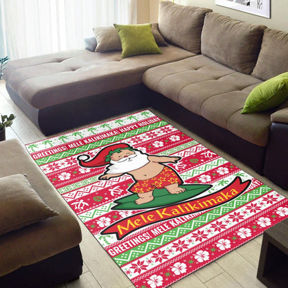 Hawaii Christmas Area Rug - Santa Surfing-Myprintsy