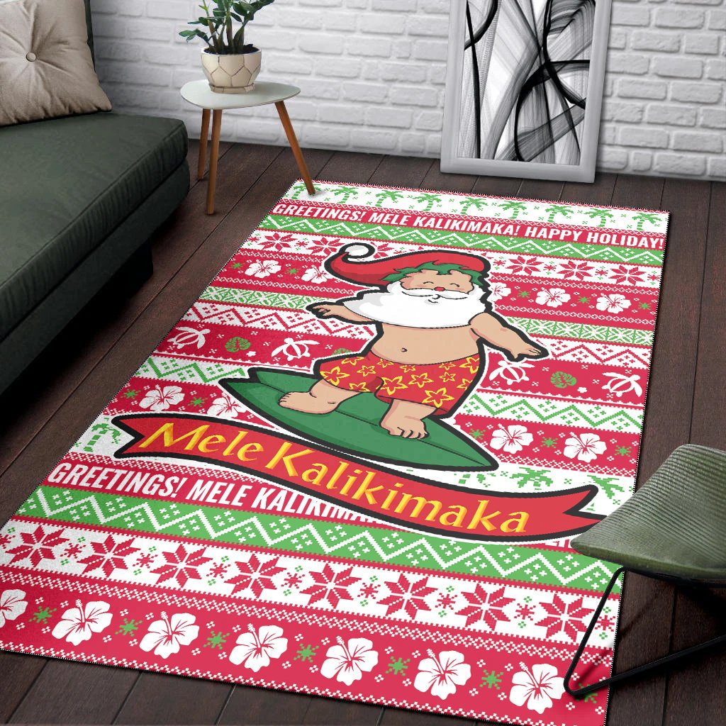 Hawaii Christmas Area Rug - Santa Surfing-Myprintsy