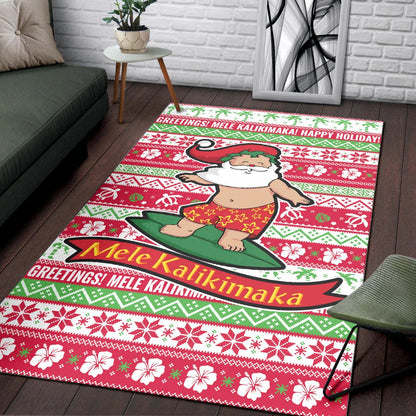 Hawaii Christmas Area Rug - Santa Surfing-Myprintsy