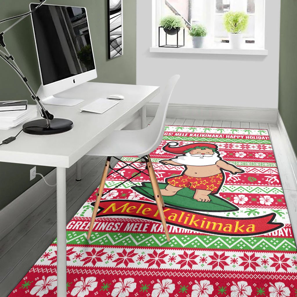 Hawaii Christmas Area Rug - Santa Surfing-Myprintsy