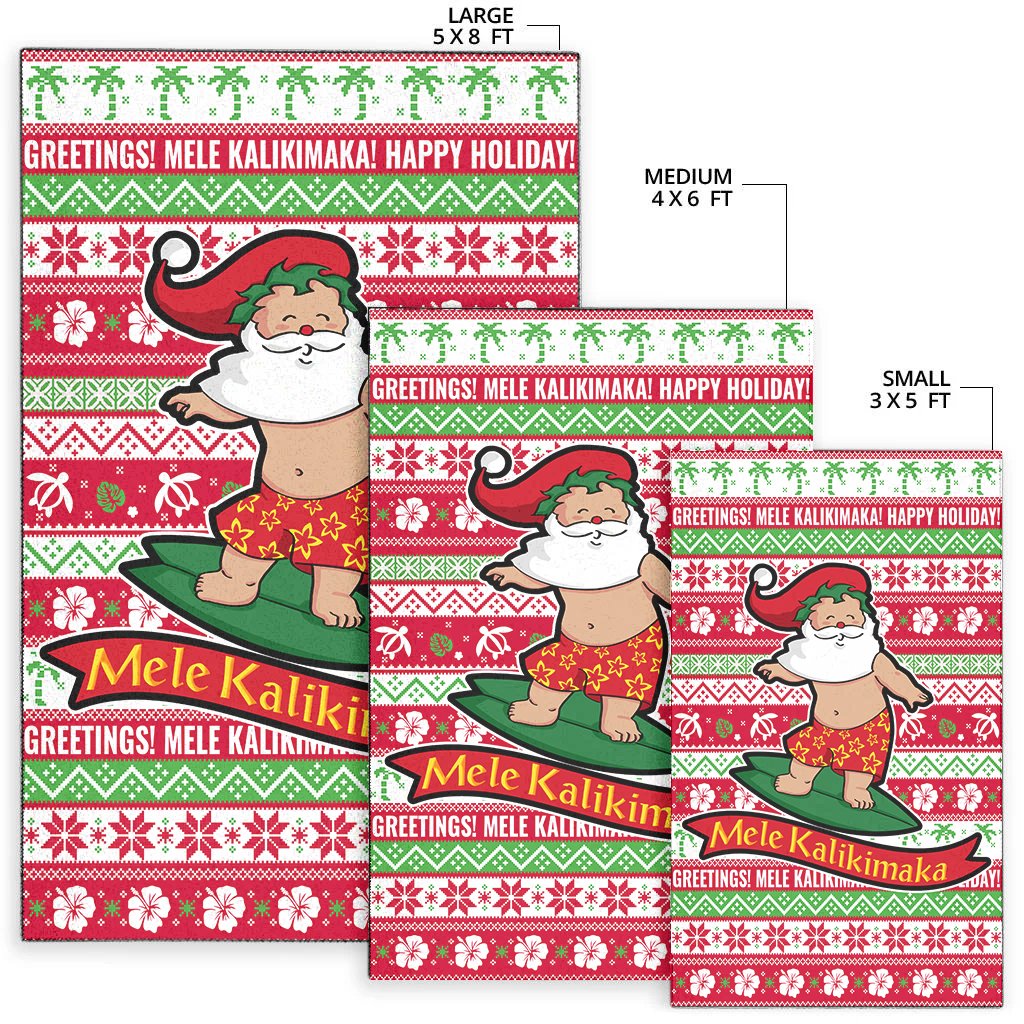 Hawaii Christmas Area Rug - Santa Surfing-Myprintsy