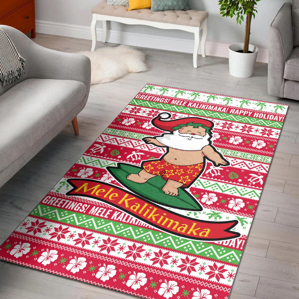 Hawaii Christmas Area Rug - Santa Surfing-Myprintsy