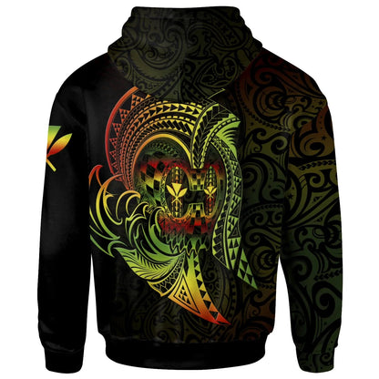 Hawaii Custom Personalised Hoodie - Reggae Kanaka Warrior-Myprintsy