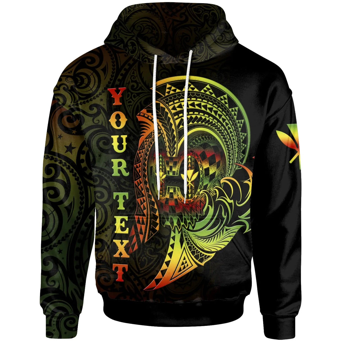Hawaii Custom Personalised Hoodie - Reggae Kanaka Warrior-Myprintsy