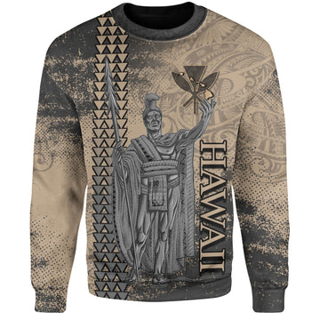 Hawaii Custom Personalised Sweatshirt Hawaii King Grunge With Halftone Background-Myprintsy