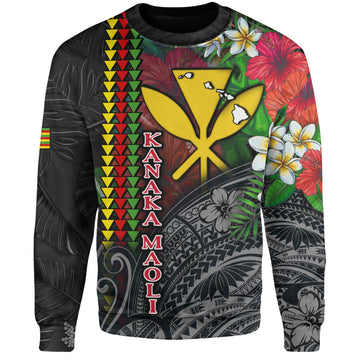 Hawaii Custom Personalised Sweatshirt Hibiscus And Plumeria With Palm Branches Vintage Style-Myprintsy