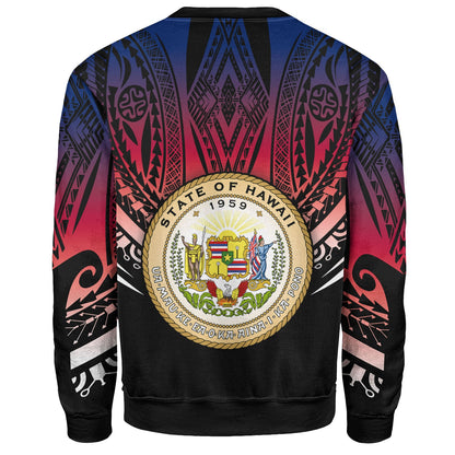 Hawaii Custom Personalised Sweatshirt Polynesian Tattoo Style Flag Color-Myprintsy