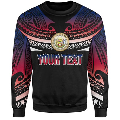 Hawaii Custom Personalised Sweatshirt Polynesian Tattoo Style Flag Color-Myprintsy