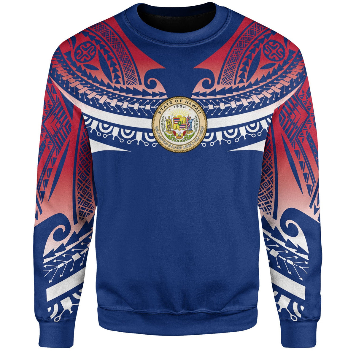 Hawaii Custom Personalised Sweatshirt Polynesian Tattoo Style Flag Color-Myprintsy