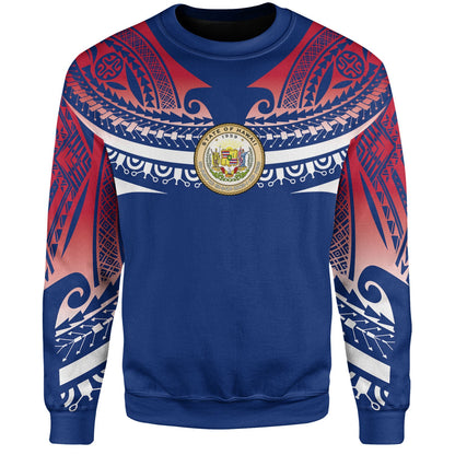 Hawaii Custom Personalised Sweatshirt Polynesian Tattoo Style Flag Color-Myprintsy