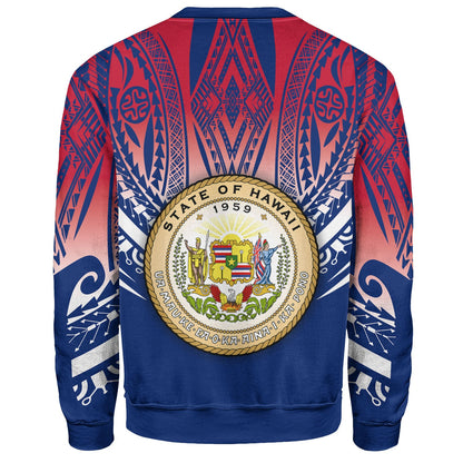Hawaii Custom Personalised Sweatshirt Polynesian Tattoo Style Flag Color-Myprintsy