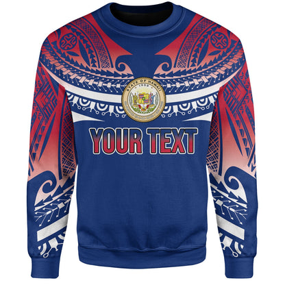 Hawaii Custom Personalised Sweatshirt Polynesian Tattoo Style Flag Color-Myprintsy