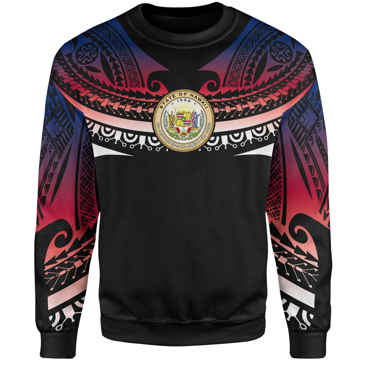 Hawaii Custom Personalised Sweatshirt Polynesian Tattoo Style Flag Color-Myprintsy