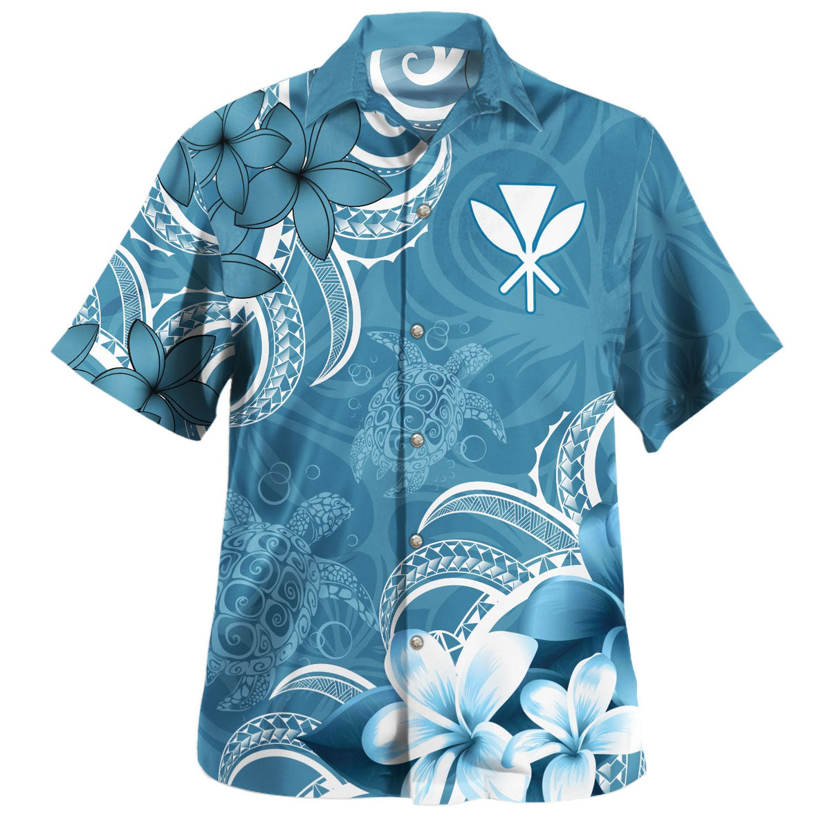 Hawaii Hawaiian Shirt Kanaka Maoli Turtle Plumeria Tribal Style-Myprintsy