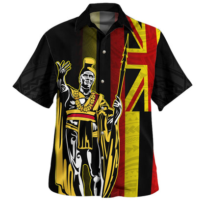 Hawaii Hawaiian Shirt King Kamehameha Gold Flag Island Royalty Style-Myprintsy