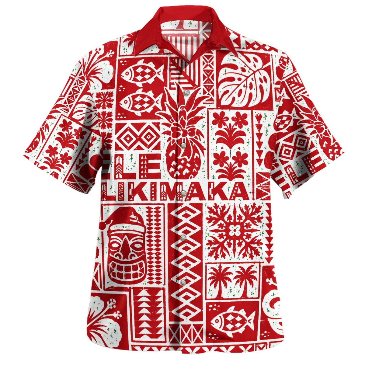 Hawaii Hawaiian Shirt Mele Kalikimaka Tiki Patchwork Christmas-Myprintsy