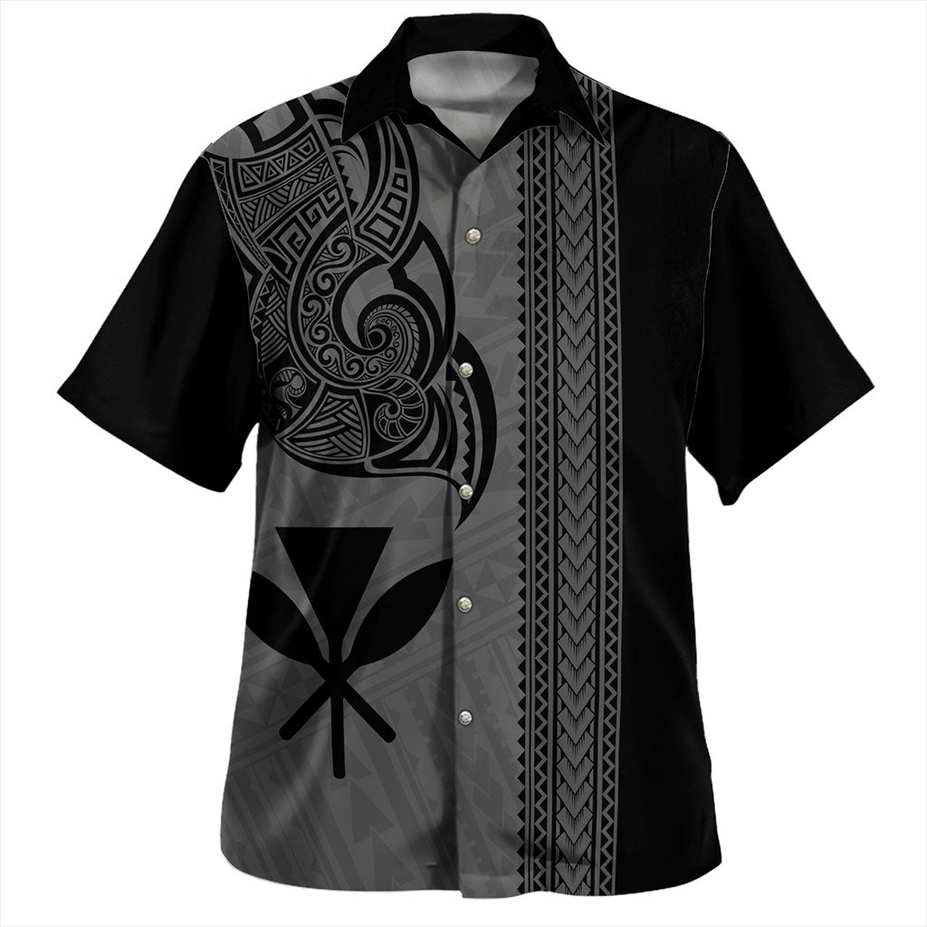 Hawaii Hawaiian Shirt Polynesia Tribal Tattoo Grey-Myprintsy