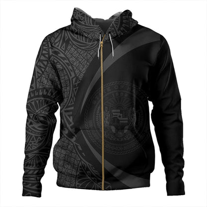 Hawaii Hoodie Coat Of Arm Lauhala Gray Circle-Myprintsy