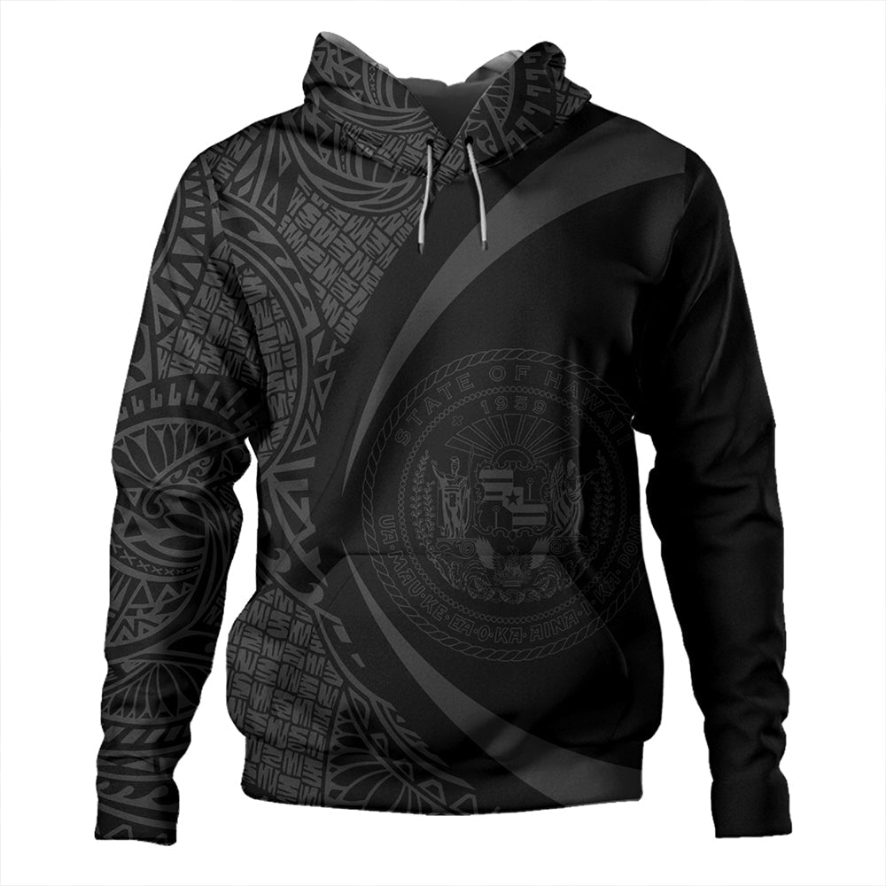 Hawaii Hoodie Coat Of Arm Lauhala Gray Circle-Myprintsy