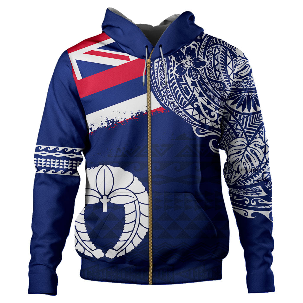 Hawaii Hoodie Custom Funakoshi Karate Polynesian Flag With Coat Of Arms-Myprintsy