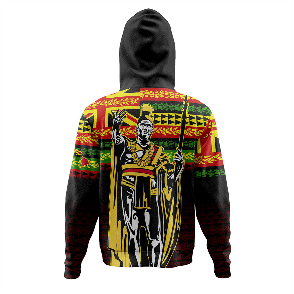 Hawaii Hoodie King Kamehameha Flag Kanaka Maoli Tribal With Flower Lie-Myprintsy