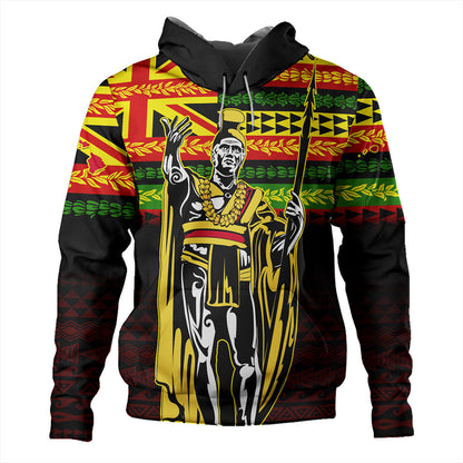 Hawaii Hoodie King Kamehameha Flag Kanaka Maoli Tribal With Flower Lie-Myprintsy